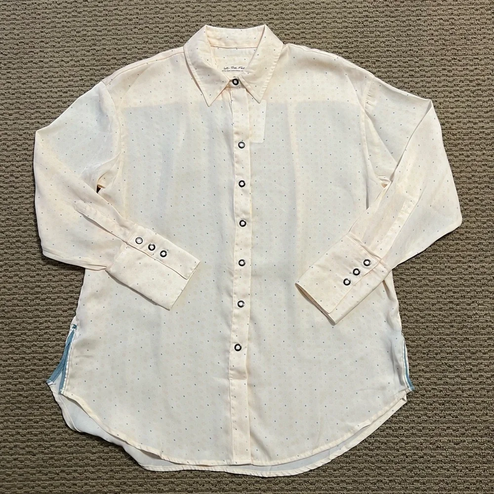 Free‎ People All Smiles Shirt Blouse Top In Ivory